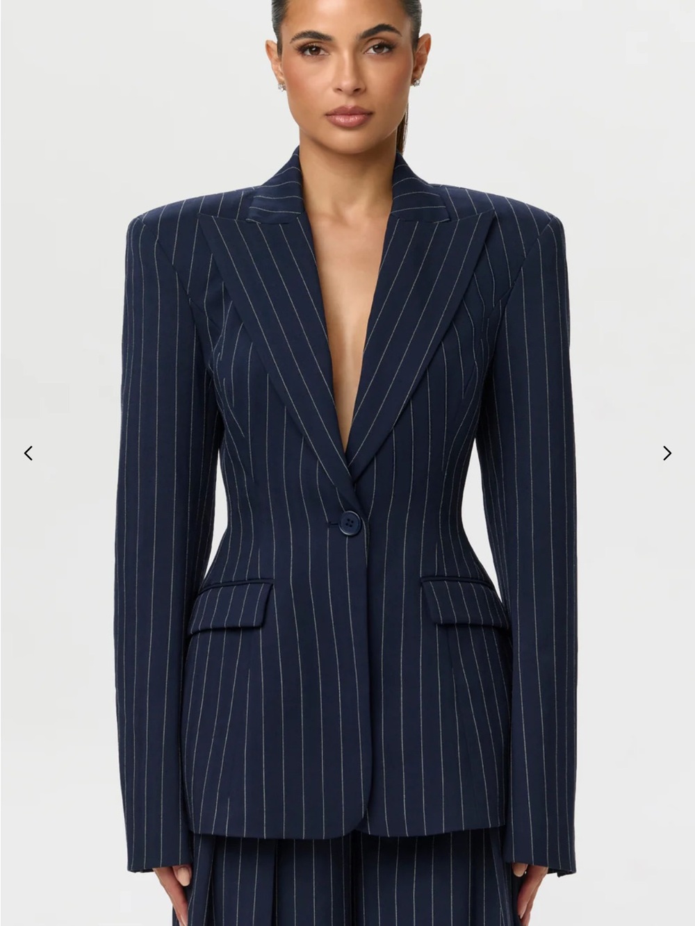 naked wardrobe Navy Pinstripe Single-Button Blazer